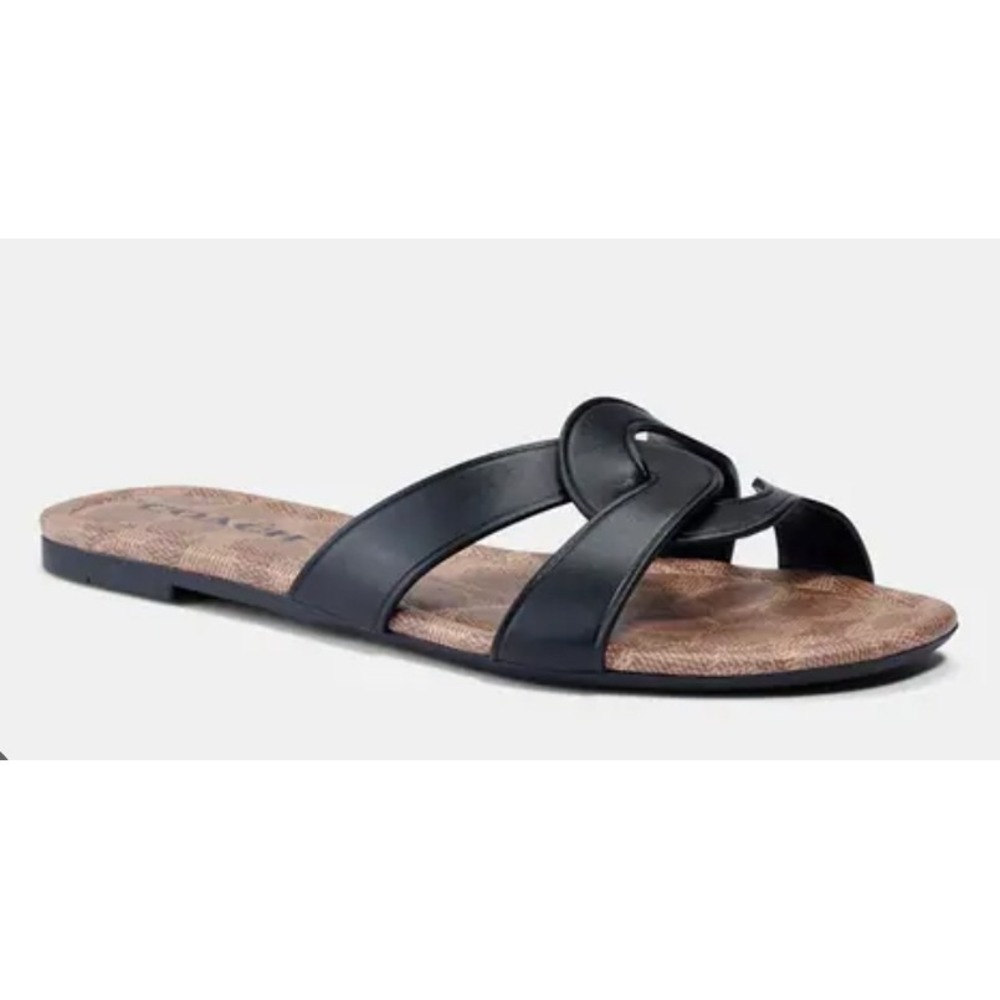 Coach Black Essie Leather Sandals - 9 - Black - New With Box